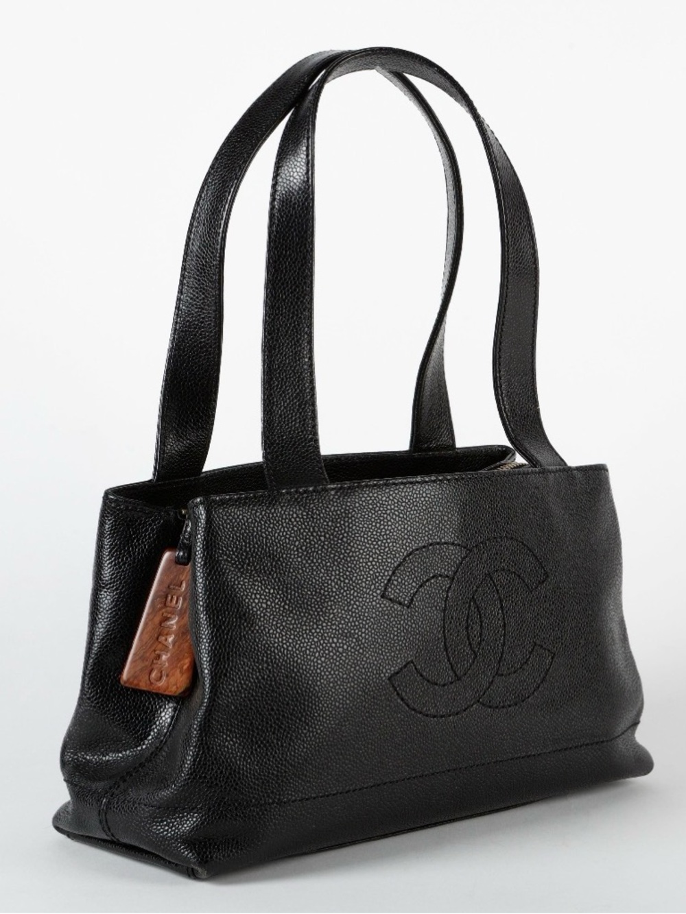 Vintage CHANEL stitched shopper tote Black caviar Leather - Picture 3 of 7